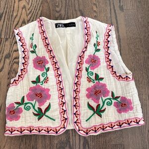 Zara Embroidered Floral Vest